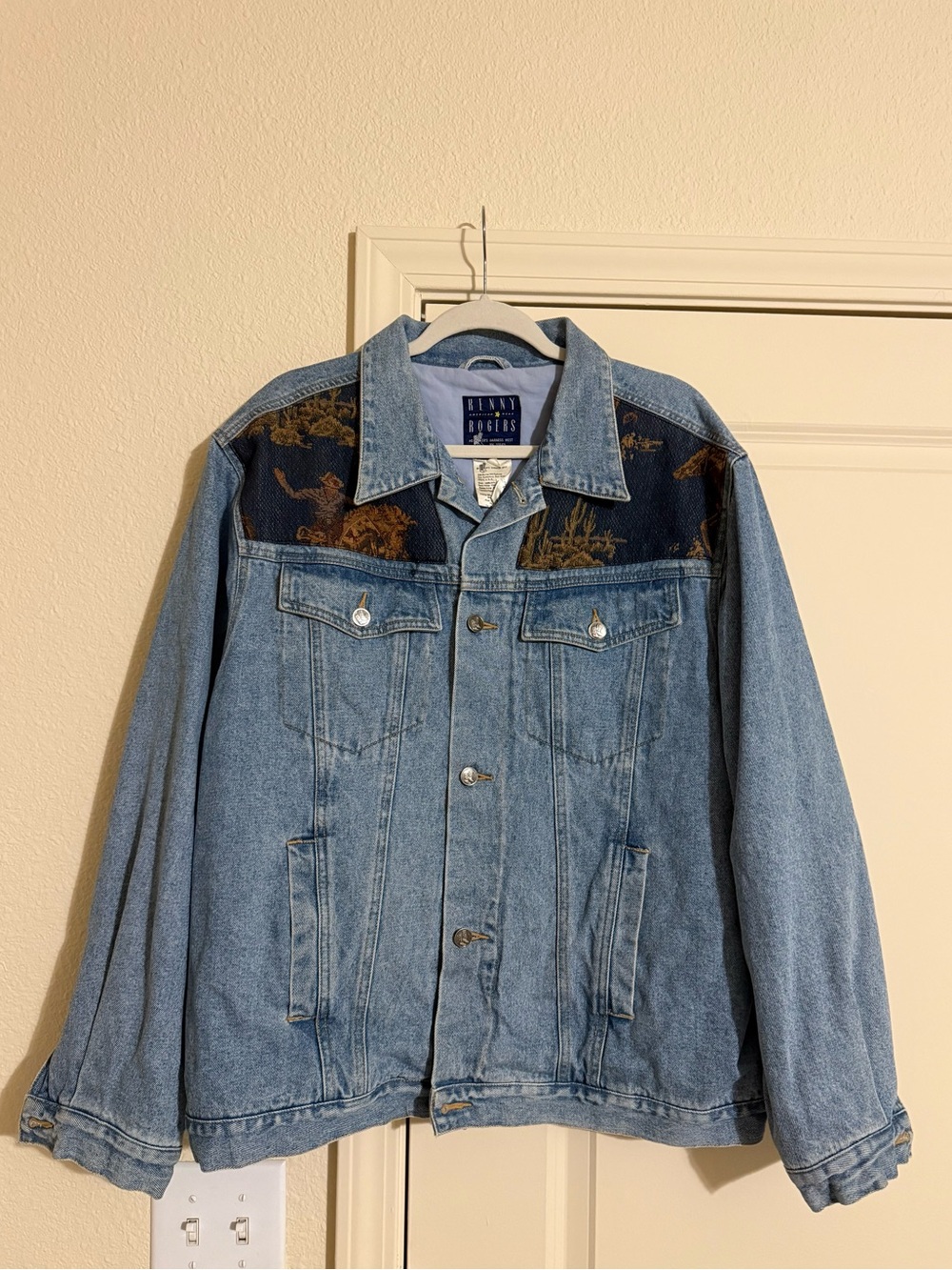 Vintage Kenny Rogers American Wear Tapestry Denim Jacket XL